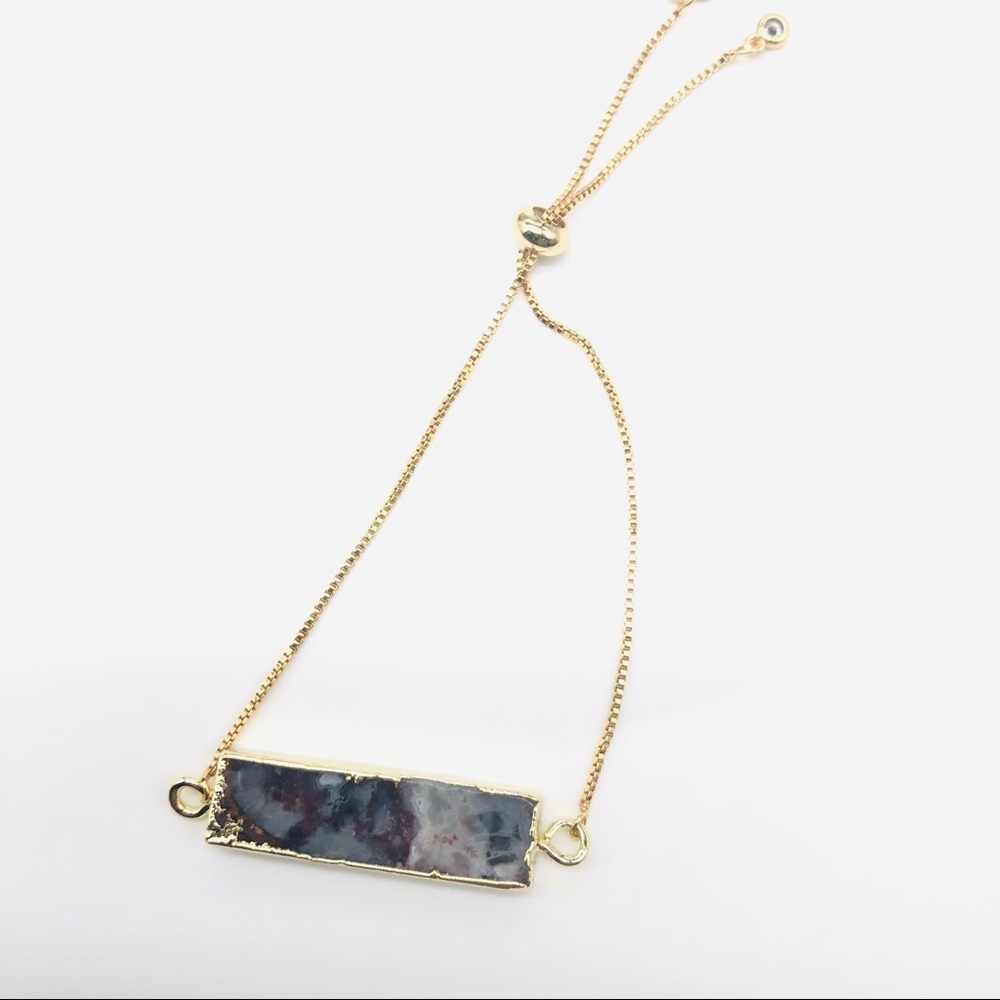Gold Plated Mexican Agate Boho Bracelet - Picture 5 of 5